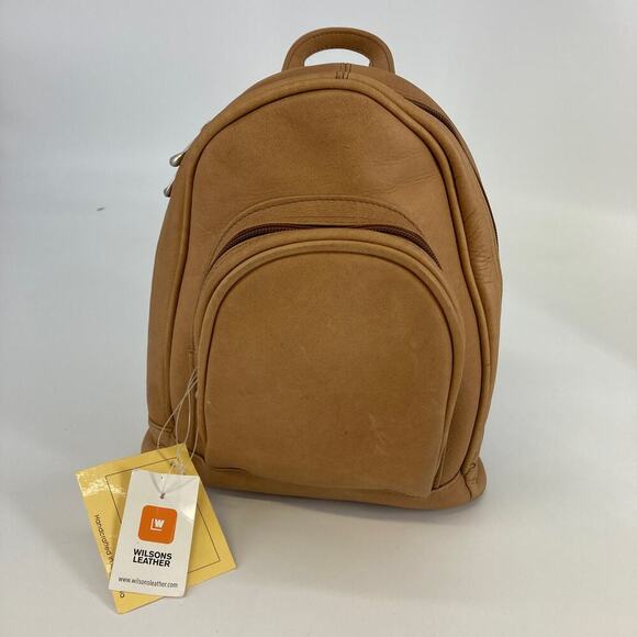LE DONNE MINI SOFT TAN LEATHER BACKPACK - Picture 1 of 16